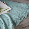 Aqua Throw Blanket 50x60 Inches Throw Textured Solid Soft Sofa Couch Decorative Knit Blanket