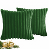 Christmas Dark Green Faux Fur Plush Lumbar Throw Pillow Covers 12x20 Set of 2 Fuzzy Striped Soft Cozy Pillowcase Luxury Decorative Pillows Fluffy Rectangle Cushion Cover Couch Bed
