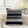 Modern Fashion Cushion Cover Chenille Textured Throw Pillow Case for Women Girls Home Decoration Stripe Fringed Couch Pillows 18x18” 