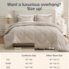 King Size Comforter Set, Soft Reversible Bedding for All Seasons, 3 Pieces Down Alternative Bed Set Includes 1 Lightweight Comforter (104"x90") and 2 Pillow Shams (20"x36"), Beige & Ivory