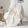 Fleece Weighted Blanket for Adults (60" x 80" 15lbs, Khaki), Dual Sided Cozy Soft Sherpa Heavy Blanket, 3D Imitation Turtle Shell Warm Jacquard Flannel Weighted Blankets for Couch and Bed