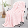Fleece Throw Blanket for Couch and Bed, 50x70 Inches Soft Cozy Jacquard Flannel Blankets, Lightweight Fuzzy Plush Warm Throws for Women, Light Pink
