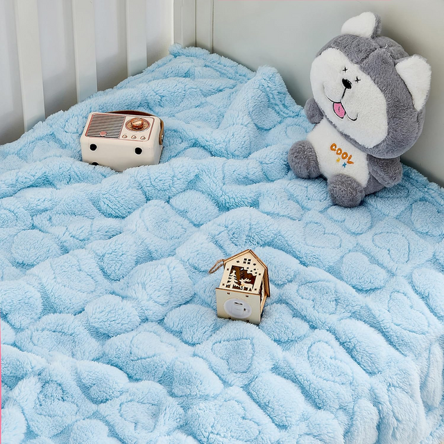 Baby Blanket Heart Checkered Blanket, Ultra Soft Fluffy Premium Baby Blankets for Boys Girls, Cozy Infant Toddler Newborn Receiving Blankets for Crib Stroller 30”×40” (Blue)