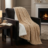 Faux Fur Throw Blanket - 60x70-Inch Twin Blanket for Couch, Bed, or Chair - Soft Throw with Plush Faux Rabbit Fur and Warm Sherpa for Living Room, Bedroom, and Home Decor (Taupe)