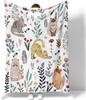 Cat Throw Blanket Floral Flower Blankets Gift for Cat Lover Throw Blanket Cats Themed Flannel Cozy Fuzzy Plush Blankets for Bed Chair Couch
