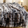 Solid Color Decorative Plush Reversible Large Thick Warm Blanket for Winter Bubble Faux Fur Throw Blanket