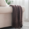 Brown Throw Blanket 50x60 Inches Throw Textured Solid Soft Sofa Couch Decorative Knit Blanket