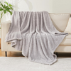 Fleece Blanket, 3D Jacquard Throw Blanket for Couch and Bed, Soft Cozy and Fluffy Blankets Lightweight Luxury Flannel with Waffle Design (Grey)