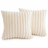 Christmas Dark Green Faux Fur Plush Lumbar Throw Pillow Covers 12x20 Set of 2 Fuzzy Striped Soft Cozy Pillowcase Luxury Decorative Pillows Fluffy Rectangle Cushion Cover Couch Bed