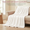 Wave Pattern Embossed Flannel Throw Blanket Soft Plush Textured Cozy Decorative Sofa Couch Blanket-Off White