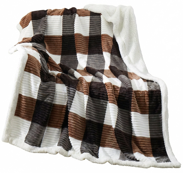 Printed & Striped Flannel Fleece Throw Blanket for Couch Soft & Warm Fluffy Cream White Blanket, Decorative And Giftable Striped Blankets for Women, Men