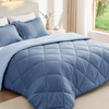 King Size Comforter Set, Ultra Soft Reversible Bedding for All Seasons, 3 Pieces Down Alternative Bed Set Includes 1 Lightweight Comforter and 2 Pillow Shams, Blue/Light Blue
