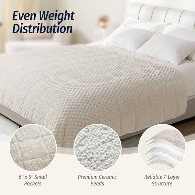 Fleece Weighted Blanket for Adults (60" x 80" 15lbs, Khaki), Dual Sided Cozy Soft Sherpa Heavy Blanket, 3D Imitation Turtle Shell Warm Jacquard Flannel Weighted Blankets for Couch and Bed