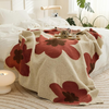 Floral Throw Blanket Big Flower Pattern Soft Cozy Warm Fuzzy Fluffy Microfiber Feather for Couch Bed Sofa Baby Pets Home Decor All Season (Chen Red, 47''x59'')