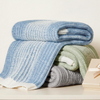 Premium Chenille Throw Blanket, Soft Cozy Luxury Two-Tone Knit Blanket for Couch, Sofa, Chair, Home Decor, Blue & Ivory 50"x60"