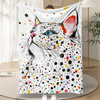 Cat Throw Blanket Colorful Spot Cats Blanket Cute Pet Cats Gift for Cat Lover Throw Blanket Flannel Fleece Cozy Fuzzy Plush Throw Blankets for Bed Chair Couch