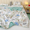 Print Bedding Set for Boys Girls Children Summer Keep Cool Light & Breathable Simple Cotton Quilts 