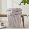 Fleece Blanket, 3D Jacquard Throw Blanket for Couch and Bed, Soft Cozy and Fluffy Blankets Lightweight Luxury Flannel with Waffle Design (Grey)