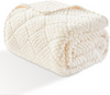 Fleece Blanket, 3D Jacquard Throw Blanket for Couch and Bed, Soft Cozy and Fluffy Blankets Lightweight Luxury Flannel with Waffle Design (Ivory)