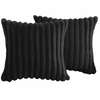 Christmas Dark Green Faux Fur Plush Lumbar Throw Pillow Covers 12x20 Set of 2 Fuzzy Striped Soft Cozy Pillowcase Luxury Decorative Pillows Fluffy Rectangle Cushion Cover Couch Bed