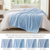 Wave Pattern Embossed Flannel Throw Blanket Soft Plush Textured Cozy Decorative Sofa Couch Blanket-Blue