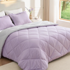 King Size Comforter Set, Ultra Soft Reversible Bedding for All Seasons, 3 Pieces Down Alternative Bed Set Includes 1 Lightweight Comforter and 2 Pillow Shams, Lavender/Light Grey