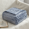 Reversible Faux Rabbit Fur Throw Blanket Cozy King Size Blanket for Bed Sofa Couch Home Decor 200x230CM 3D Bubble Fluffy Flannel Fleece Blanket