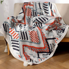 Hot Selling Geometric Knitted Sofa Throw Blanket – Modern Geometric Pattern Woven Couch Cover Decorative Knit Throw