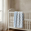 Checkered Baby Blanket, Nursery Minky Blanket for Boys Girls, Cozy Soft Fluffy Newborn Infant Toddler Receiving Blankets for Crib Stroller or Carseat, 30x40 Inches, Blue