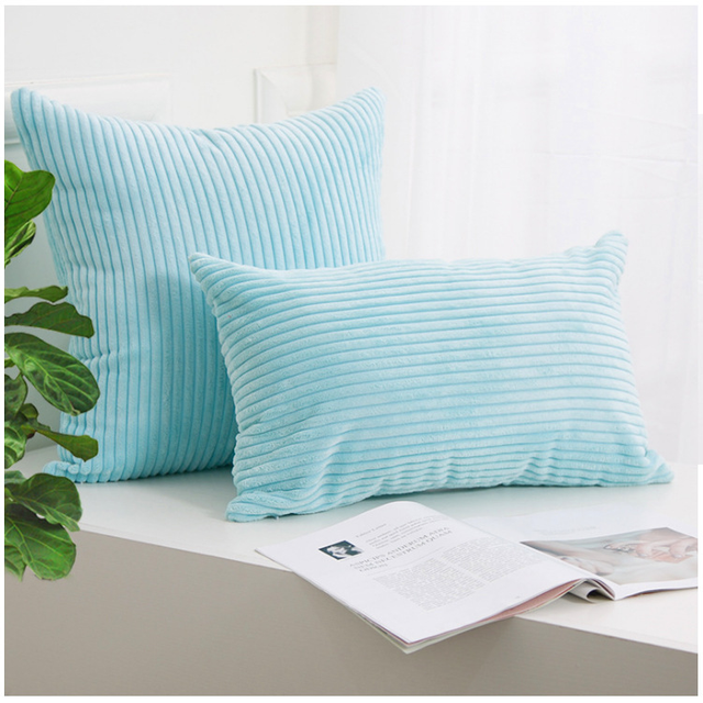 Standard Pillows Super Soft Corduroy Cushion Cover Solid Striped Throw Pillow Covers Decorative Pillow Case 18x18 Inch Pillowcase for Couch Sofa Bed