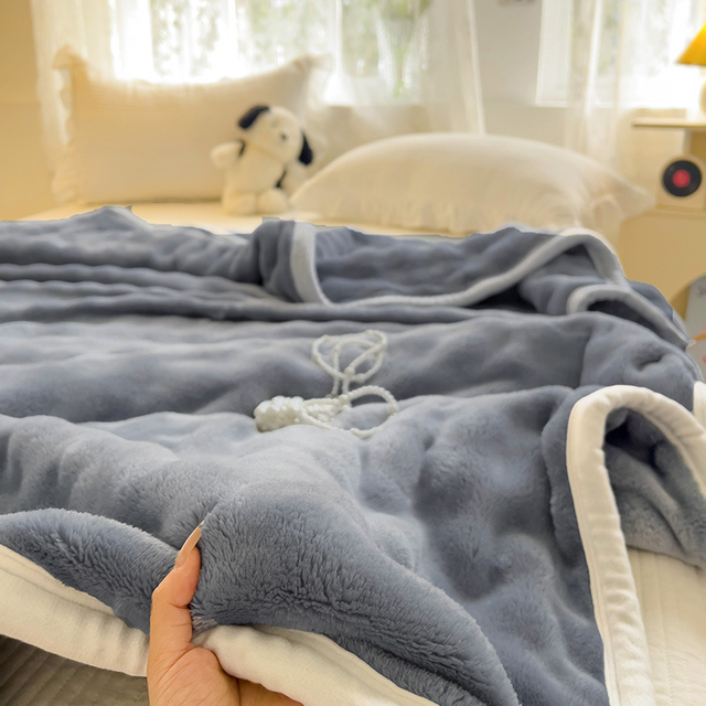 Soft Twin Size Throw Blanket Bed Blankets for All Season Solid Color Rabbit Fur Plush Fleece Blanket for Indoor Outdoor 