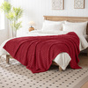 Solid Jacquard Shu Velveteen Blanket-Red Throw Blanket - Soft & Fluffy Fleece, Cute & Aesthetic, Perfect for Sofa, Couch, Chair, Bed, Living Room & Bedroom, All-Season