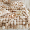 Solid Color Decorative Plush Reversible Large Thick Warm Blanket for Winter Bubble Faux Fur Throw Blanket