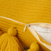 Decorative Tassel Throw Pillow Cushion Cover – Soft Textured Pom Pom Sofa Pillow for Living Room Home Decor-yellow
