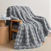 Faux Rabbit Fur Throw Blanket for Couch, Fluffy Warm Plush Thick Bubble Blanket for Bed Sofa Living Room, Soft Cozy Furry Blanket Home Decor