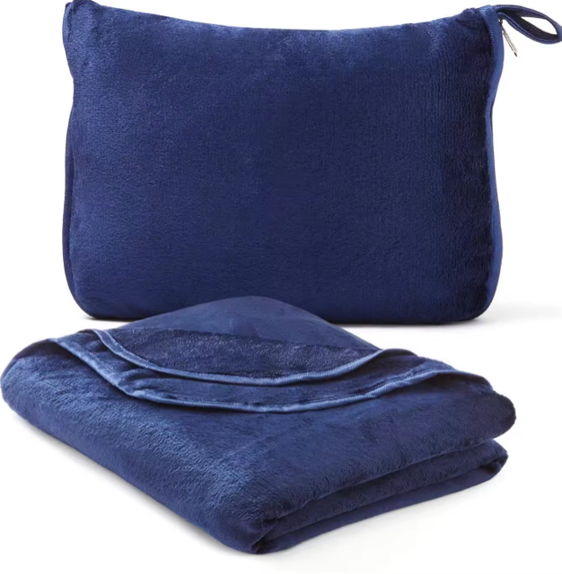 Lightweight Soft 2 in 1 Flannel Blanket Custom Personalized Modern Style Travel Airplane Blanket for Various Scenario