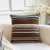 Modern Fashion Cushion Cover Chenille Textured Throw Pillow Case for Women Girls Home Decoration Stripe Fringed Couch Pillows 18x18” 
