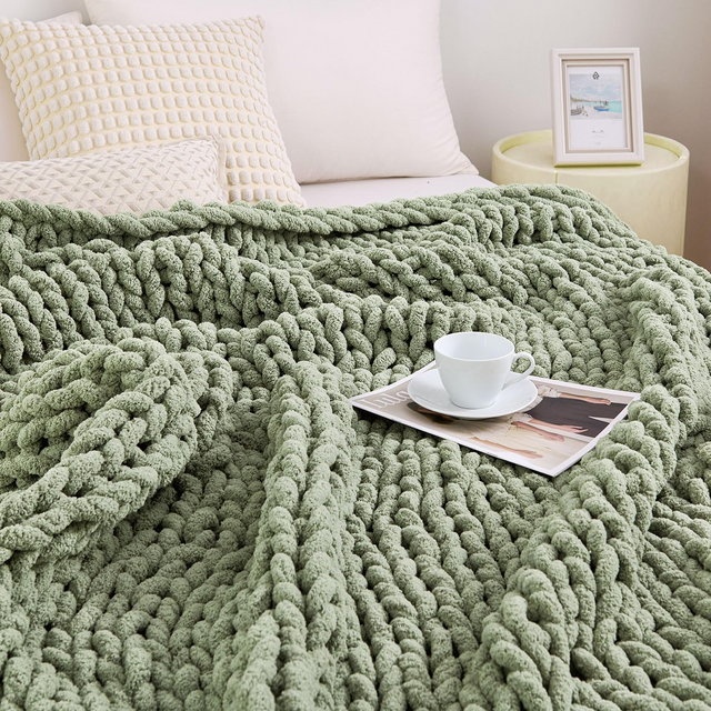 Chunky Knit Plush Throw Blanket – Luxury Ultra Soft Solid Color Knit Blanket for Sofa & Bed, Cozy All-Season Decorative, OEM Custom Size Manufacturer