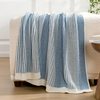 Premium Chenille Throw Blanket, Soft Cozy Luxury Two-Tone Knit Blanket for Couch, Sofa, Chair, Home Decor, Blue & Ivory 50"x60"