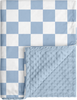 Checkered Baby Blanket, Nursery Minky Blanket for Boys Girls, Cozy Soft Fluffy Newborn Infant Toddler Receiving Blankets for Crib Stroller or Carseat, 30x40 Inches, Blue