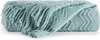 Aqua Throw Blanket 50x60 Inches Throw Textured Solid Soft Sofa Couch Decorative Knit Blanket