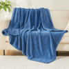 Fleece Blanket, 3D Jacquard Throw Blanket for Couch and Bed, Soft Cozy and Fluffy Blankets Lightweight Luxury Flannel with Waffle Design (Navy Blue）