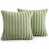 Christmas Dark Green Faux Fur Plush Lumbar Throw Pillow Covers 12x20 Set of 2 Fuzzy Striped Soft Cozy Pillowcase Luxury Decorative Pillows Fluffy Rectangle Cushion Cover Couch Bed