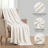 Wave Pattern Embossed Flannel Throw Blanket Soft Plush Textured Cozy Decorative Sofa Couch Blanket-Off White