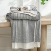 Premium Chenille Throw Blanket, Soft Cozy Luxury Two-Tone Knit Blanket for Couch, Sofa, Chair, Home Decor, Grey & Ivory 50"x60"