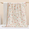 Two Layers Gauze Baby Swaddle Towel Natural White Color Rose Flower Floral Print Baby Receiving Blanket Soft Newborn Swaddling Cloth for Newborn Infant 