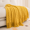 Soft Warm Knitted Throw Blanket with Tassels Lightweight Boho Decorative Blankets for Bed Sofa Travel Office Nap Home Decoration 