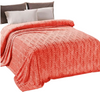 Flannel Fleece King Size Blanket for Bed, Soft Fluffy Velvet Bedspread Coverlet with Decorative Vintage Pattern for All Season, Warm And Lightweight, Champagne