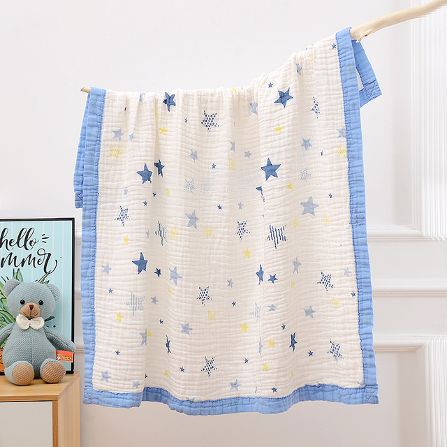 6-layer Cotton Baby Blankets Cotton Gauze Bath Towel Printed High-density Swaddle Blanket for Infants Boys And Girls 