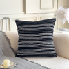 Modern Fashion Cushion Cover Chenille Textured Throw Pillow Case for Women Girls Home Decoration Stripe Fringed Couch Pillows 18x18” 